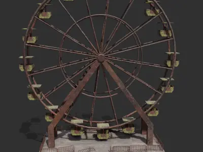Abandoned Ferris Wheel PBR Low-poly 3D model