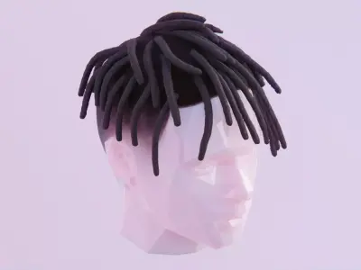 Short Forward Dreads Hairstyle Low-poly 3D model