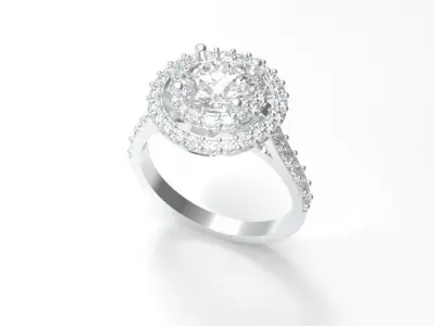 Double Halo Diamond Engagement Ring Free 3D print model