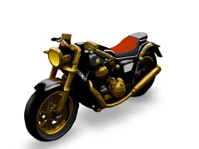 Luxury Black and Gold Motorcycle Low-poly 3D model