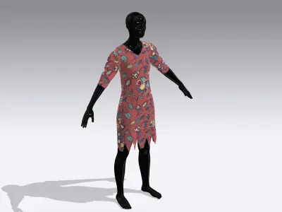 Female Cloth Dress Low-poly 3D model