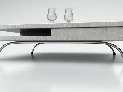 Table coffee with two glasses Low-poly 3D model
