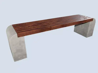 Street bench low poly pbr game ready 3d model Free low-poly 3D model