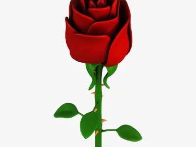Cartoon Rose Flower v 1 3D model