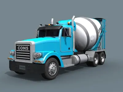 Fine Cement Truck - 3d animated mixer model 3D model