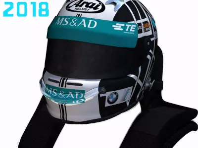 Kobayashi helmet 2017 2018 Low-poly 3D model