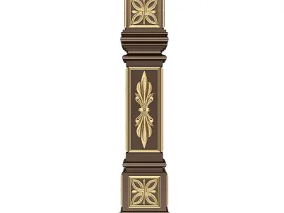 Stair Baluster 04 Red Low-poly 3D model