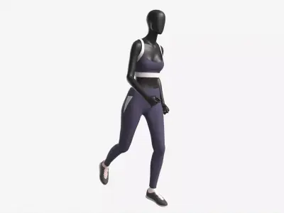 Female Mannequin in Sport Clothes in Action 3D model