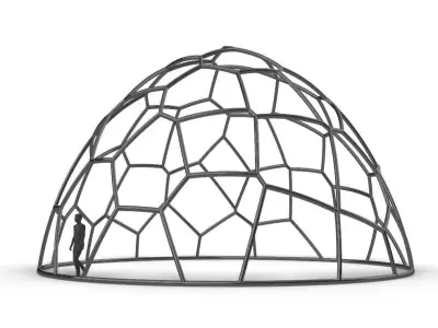 Voronoi Dome Wireframe Structure Stand Alone Pavilion 3D model