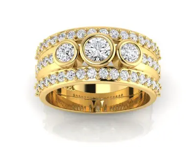 Wide diamond or gemstone band 3D print model