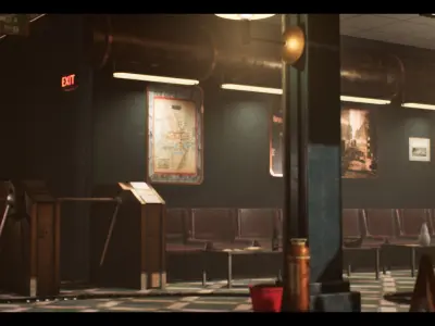 SteamPunk Victorian Metro Station Interior Low-poly 3D model