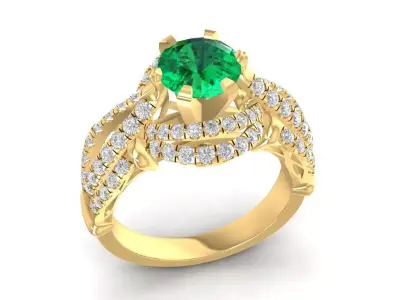 Luxury Twisted Halo Gemstone Ring for Women 941 3D print model