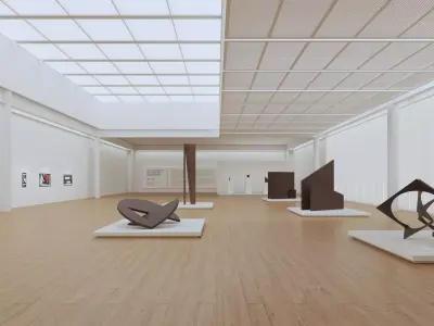 Modern Art Gallery Exhibition Interior Low Poly  Low-poly 3D model