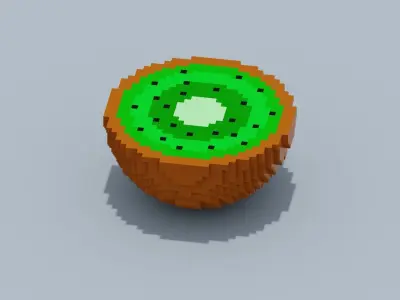 Voxel Kiwi Low-poly 3D model