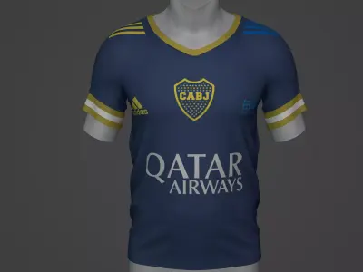 Boca Juniors Football Jersey T-Shirt - Soccer Kit Low-poly 3D model
