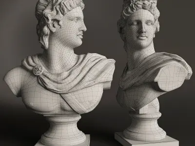 Apollo bust of ancient greek god 3D model