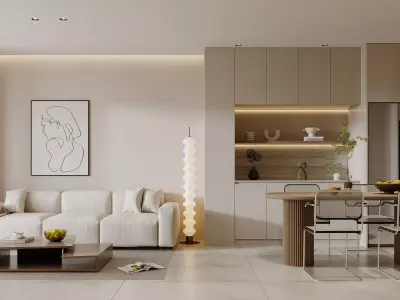 Modern living room dining room interior scenes 365 3D model