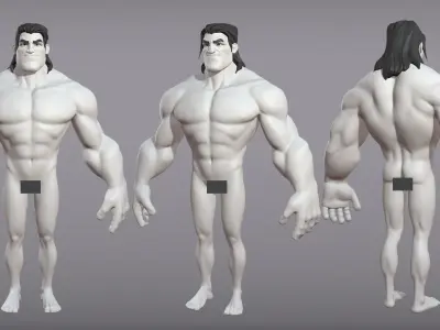 Cartoon male character Sam base mesh 3D model