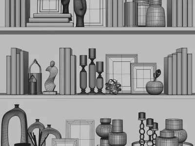 Decorative Set 37 White and gold books 3D model