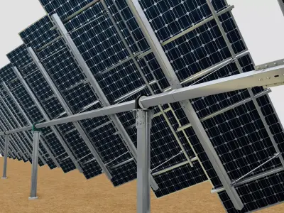 Dual Axis Solar Tracker Table 2x10x2-0-55 and 25 Degree Low-poly 3D model