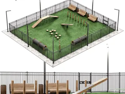 Dog walking area gym 3D model