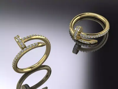 Jewelry Nail Ring Gold 3D print model