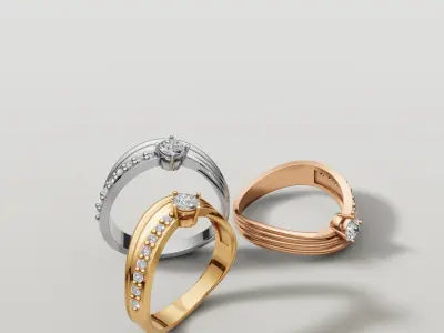 Modern ring with diamonds Free 3D print model