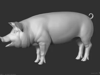 Pig - Highpoly Sculpture 3D model