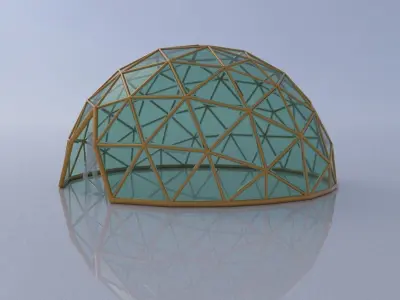 Large dome with glass panels and entry 3d DOME 3D model