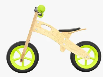 Balance bike for kids wooden v2 3D model