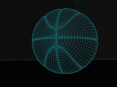 Basketball ball on court Low-poly 3D model