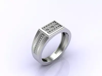 Print Ready STL 3DM  Gents Rings Diamond Men Ring  3D print model 161