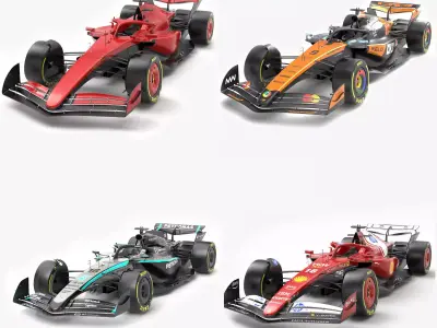 F1 2025 Racing Car Bundle 4 HighQuality 4K PBR Game Ready 3D Model Pack