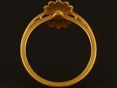 Golden Blossom Ring  3D Model  3D model