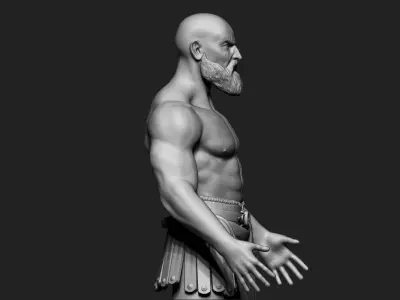 kratos old man with beard 3D model