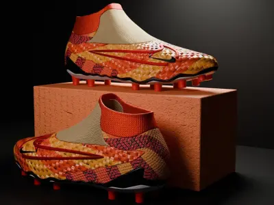 Nike orange boots 3D model