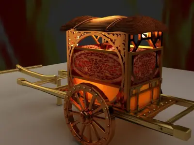 Chinese carriage Low-poly 3D model