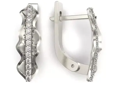 G0116 gold diamond hoop earrings 3D print model