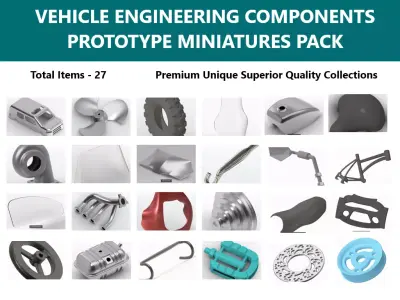 VEHICLE ENGINEERING COMPONENTS PROTOTYPE MINIATURES PACK 3D Model Collection