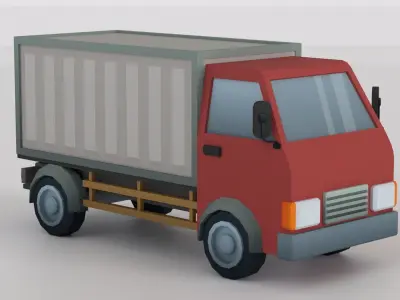 Cartoon Low Poly Car 07 - Cargo Truck Low-poly 3D model