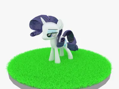 Cartoon White Pony Rigged Low-poly 3D model