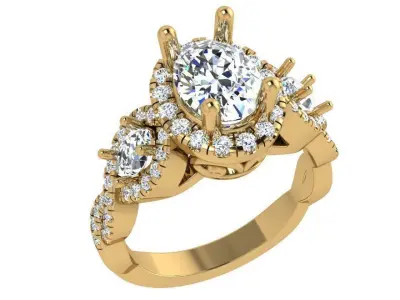 Oval Halo Twisted Ring 4228 3D print model