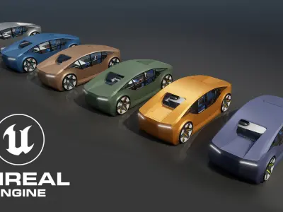 Futuristic concept car with interior for Unreal 3D model