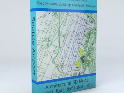 Seattle Tacoma SEA Airport Roads Buildings and Public Transport 3D model