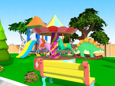 Cartoon Park 3D model Low-poly 3D model