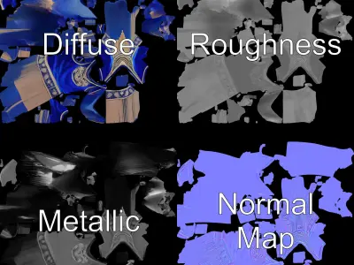 Elegant Blue Dress with Fringe Detail Model Pack Low-poly 3D model