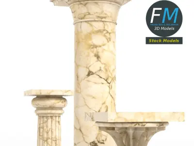 Columns set four marble 3D model