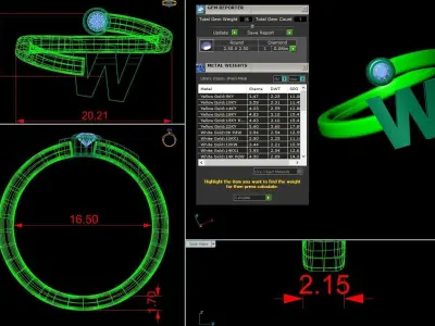 Jewelry Alphabet Ring W 3D print model