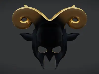 Majestic Ram-Themed Mask Low-poly 3D model