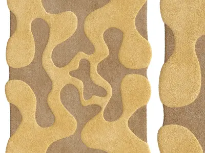 Beige Yellow Small Oops Rug 3D model